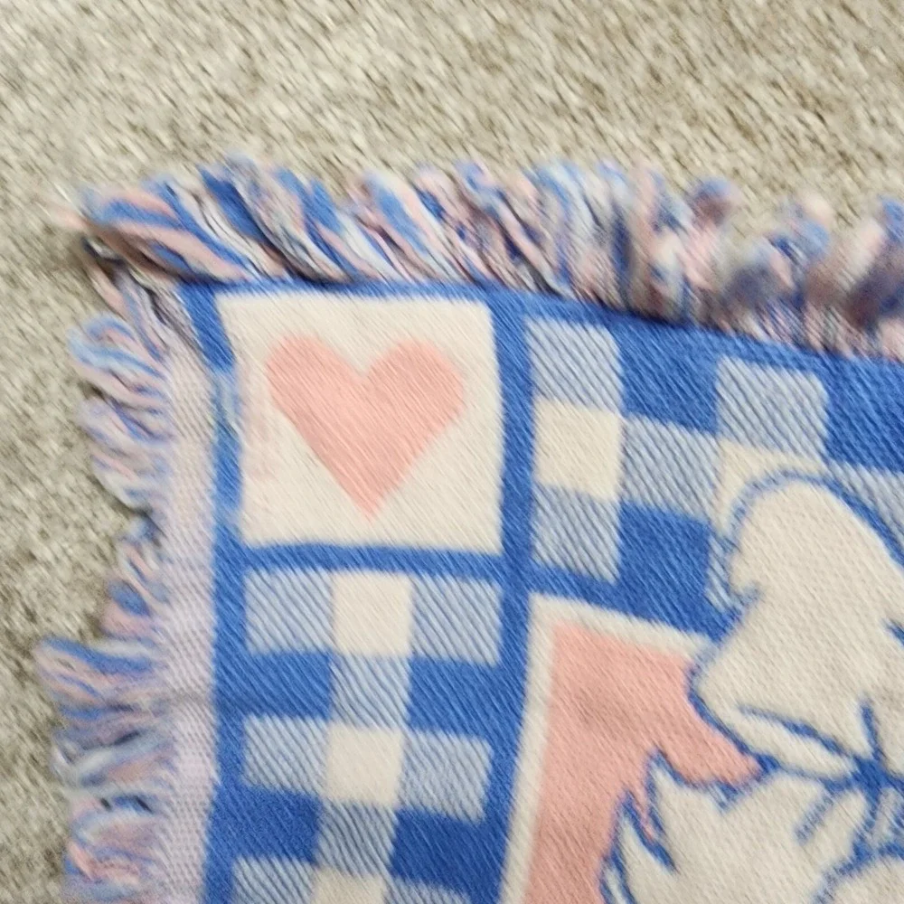 Avon 1994 Disney Babies Throw Blanket‎ Mickey Minnie Mouse Pink Blue Woven